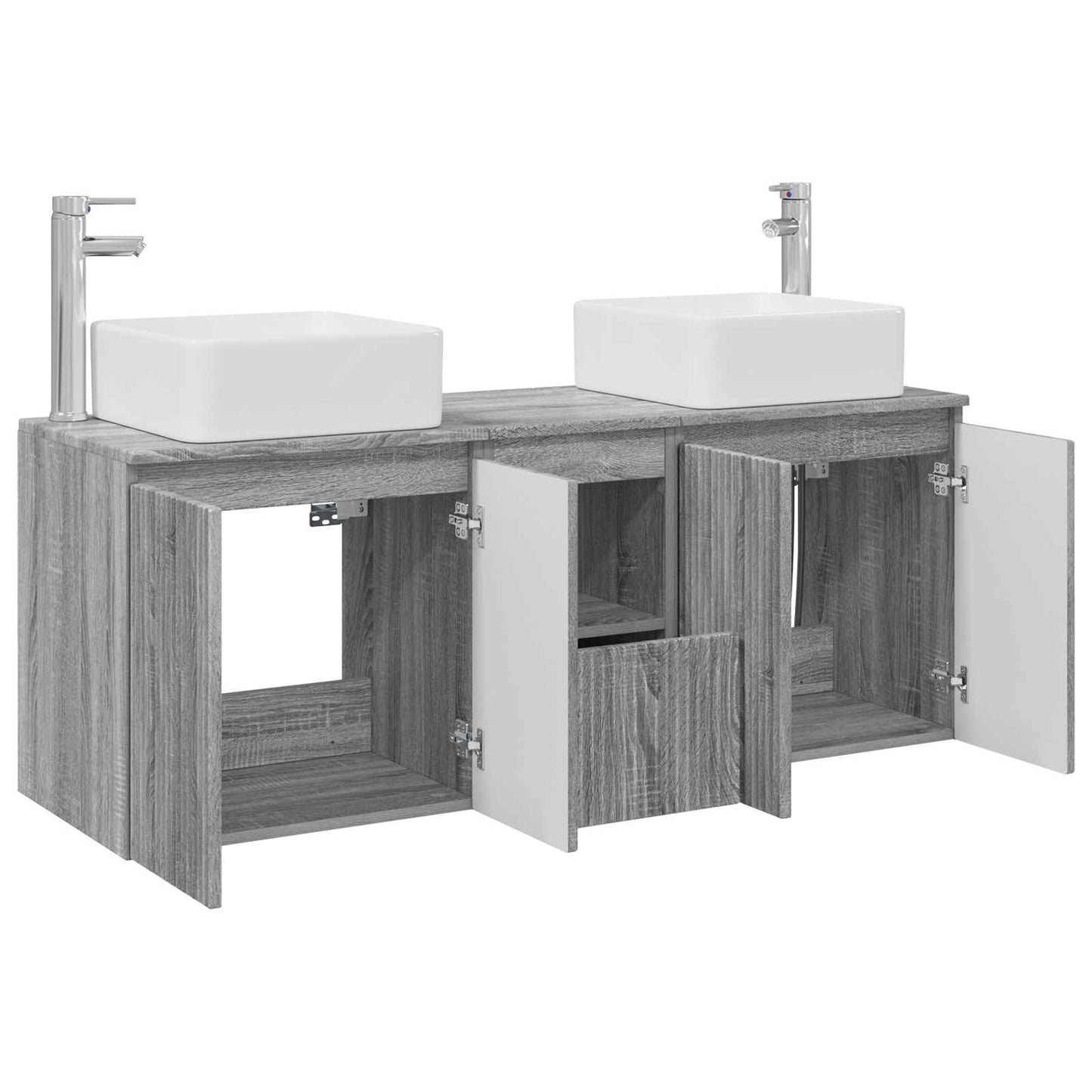 vidaXL Σετ Ντουλαπιών Μπάνιου 3 τμχ. Γκρι Sonoma 49,5 x 41 x 63 εκ