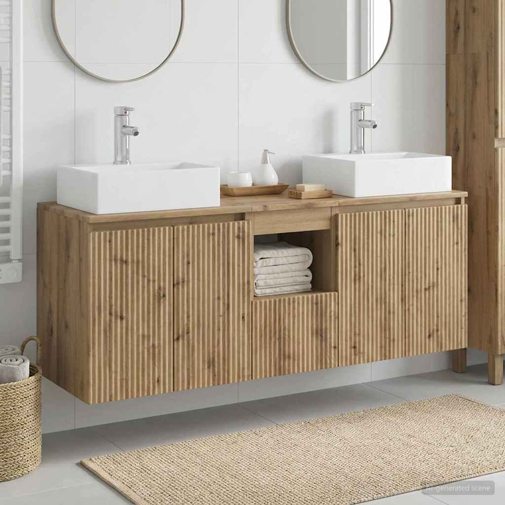 vidaXL Σετ Ντουλαπιών Μπάνιου 3 τμχ. Artisan Δρυς 129 x 41 x 79.5 εκ.