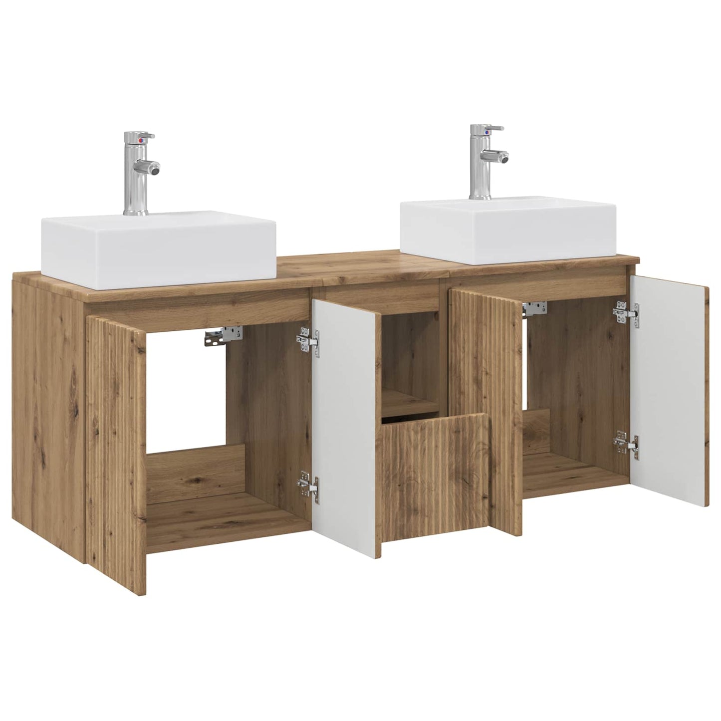 vidaXL Σετ Ντουλαπιών Μπάνιου 3 τμχ. Artisan Δρυς 129 x 41 x 79.5 εκ.