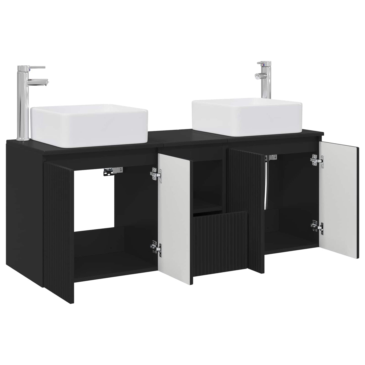 vidaXL Σετ Ντουλαπιών Μπάνιου 3 τμχ. Μαύρο 135 x 35 x 80 εκ.