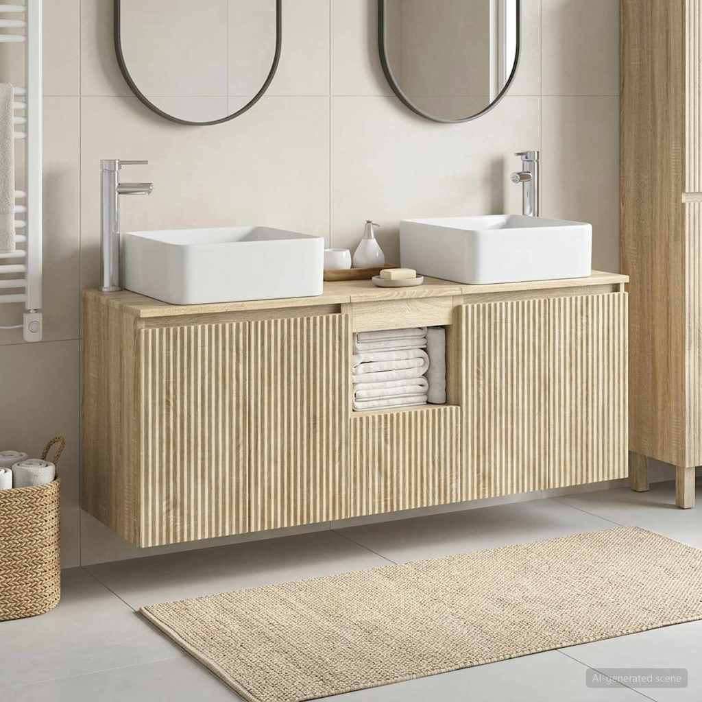 vidaXL Σετ Ντουλαπιών Μπάνιου 3 τμχ. Sonoma Δρυς 135 x 35 x 80 εκ.