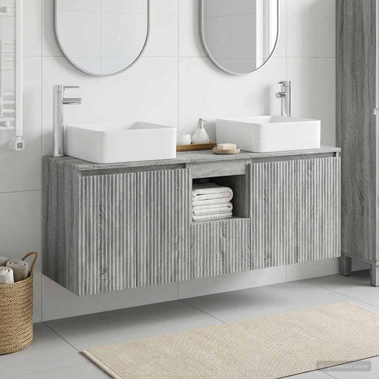 vidaXL Σετ Ντουλαπιών Μπάνιου 3 τμχ. Γκρι Sonoma 53 x 35 x 63 εκ