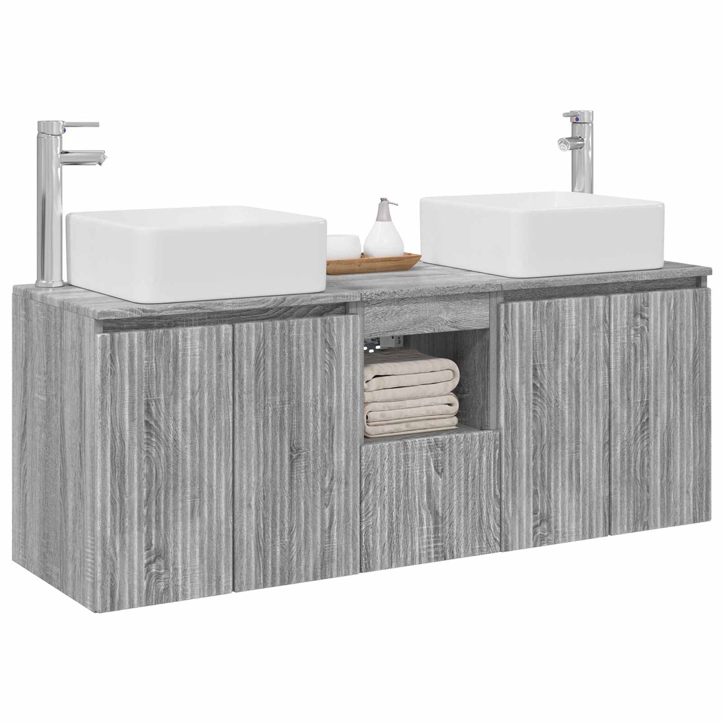 vidaXL Σετ Ντουλαπιών Μπάνιου 3 τμχ. Γκρι Sonoma 135 x 35 x 80 εκ.