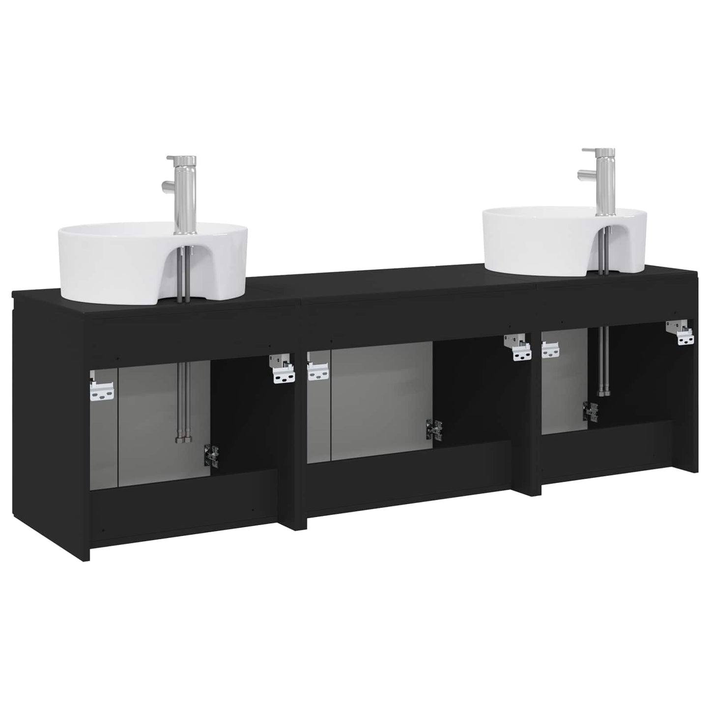 vidaXL Σετ Ντουλαπιών Μπάνιου 3 τμχ. Μαύρο 161.5 x 44.5 x 82 cm