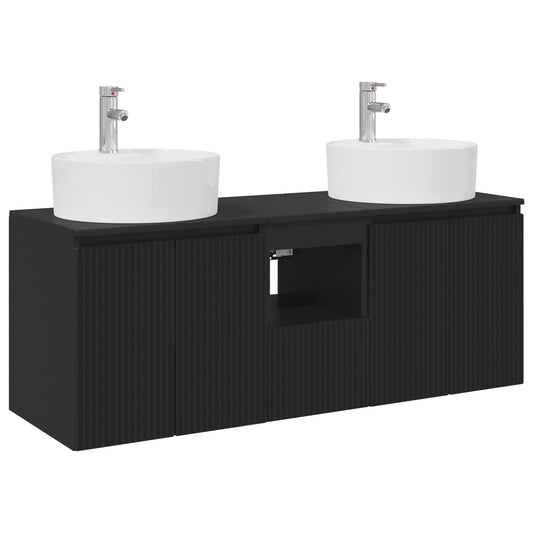 vidaXL Σετ Ντουλαπιών Μπάνιου 3 τμχ. Μαύρο 49,5 x 44,5 x 65 εκ