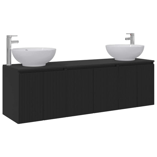 vidaXL Σετ Ντουλαπιών Μπάνιου 3 τμχ. Μαύρο 49,5 x 44,5 x 65 εκ