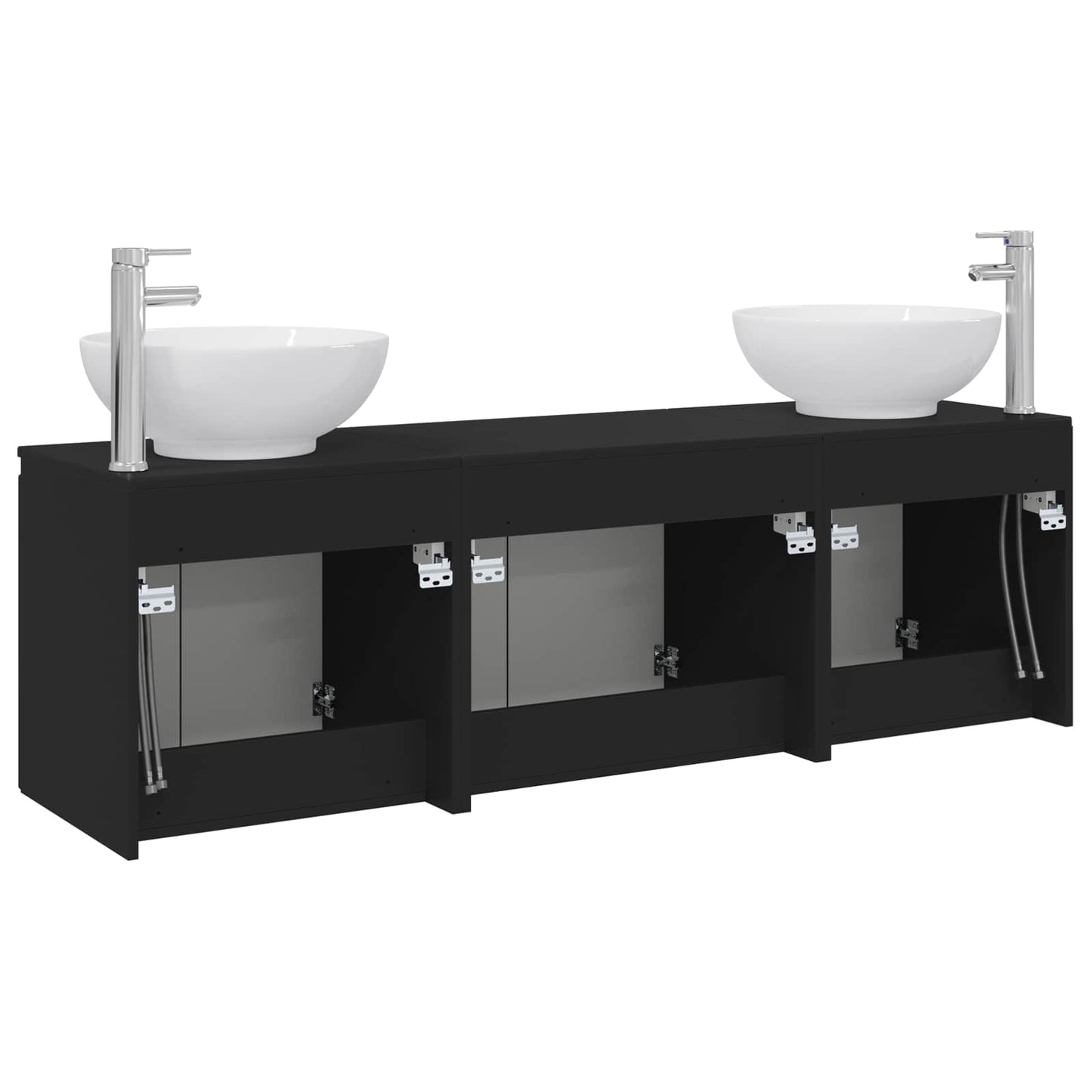 vidaXL Σετ Ντουλαπιών Μπάνιου 3 τμχ. Μαύρο 49,5 x 44,5 x 65 εκ