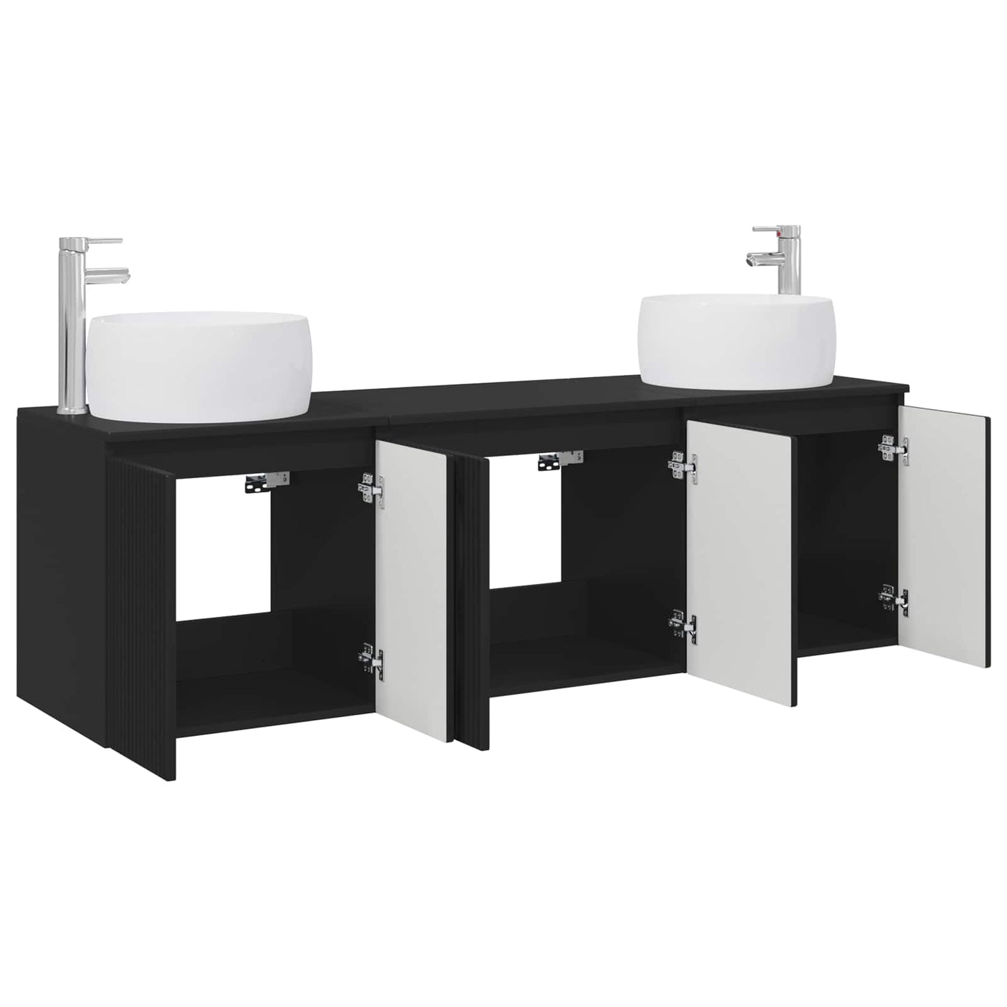vidaXL Σετ Ντουλαπιών Μπάνιου 3 τμχ. Μαύρο 49,5 x 44,5 x 66 εκ