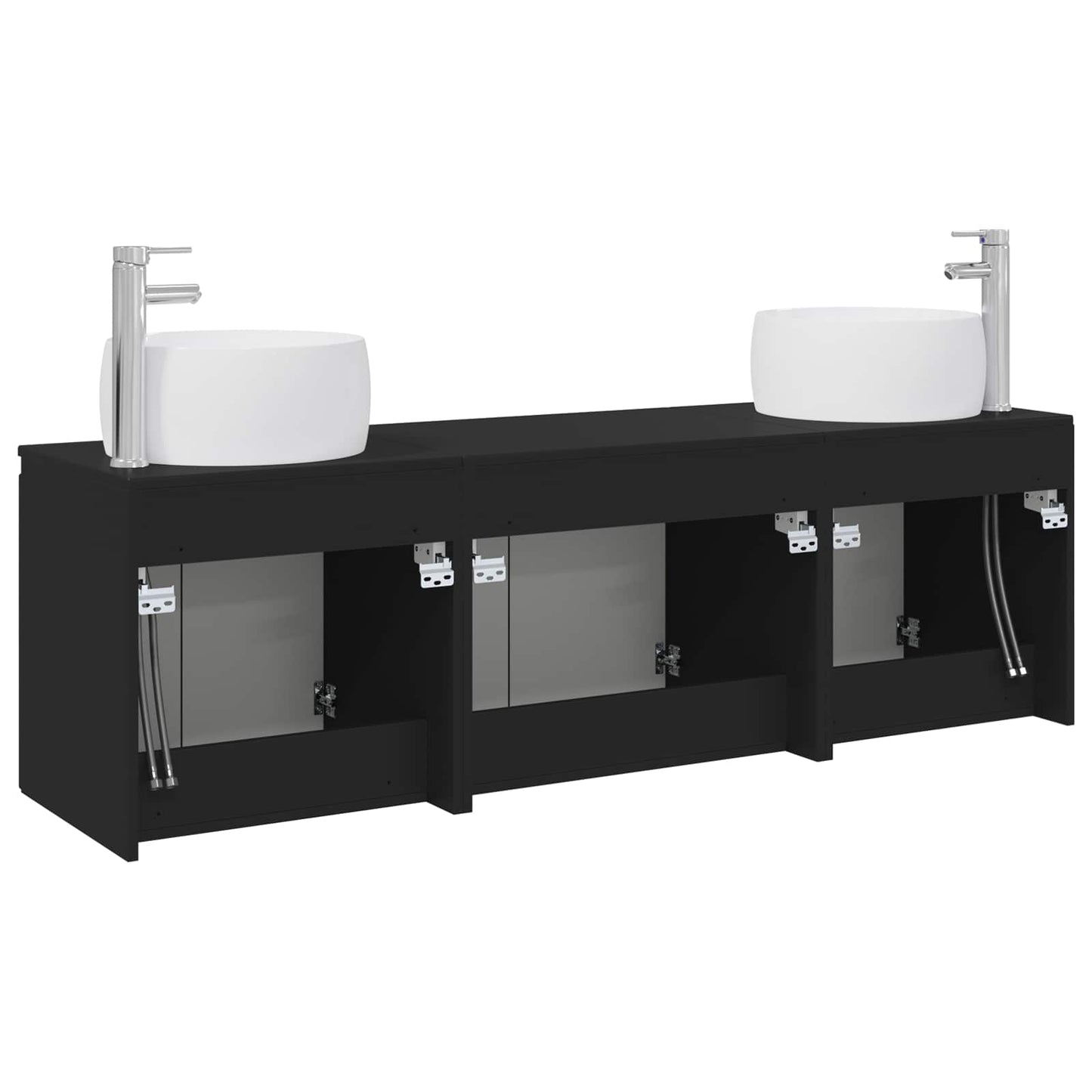 vidaXL Σετ Ντουλαπιών Μπάνιου 3 τμχ. Μαύρο 49,5 x 44,5 x 66 εκ