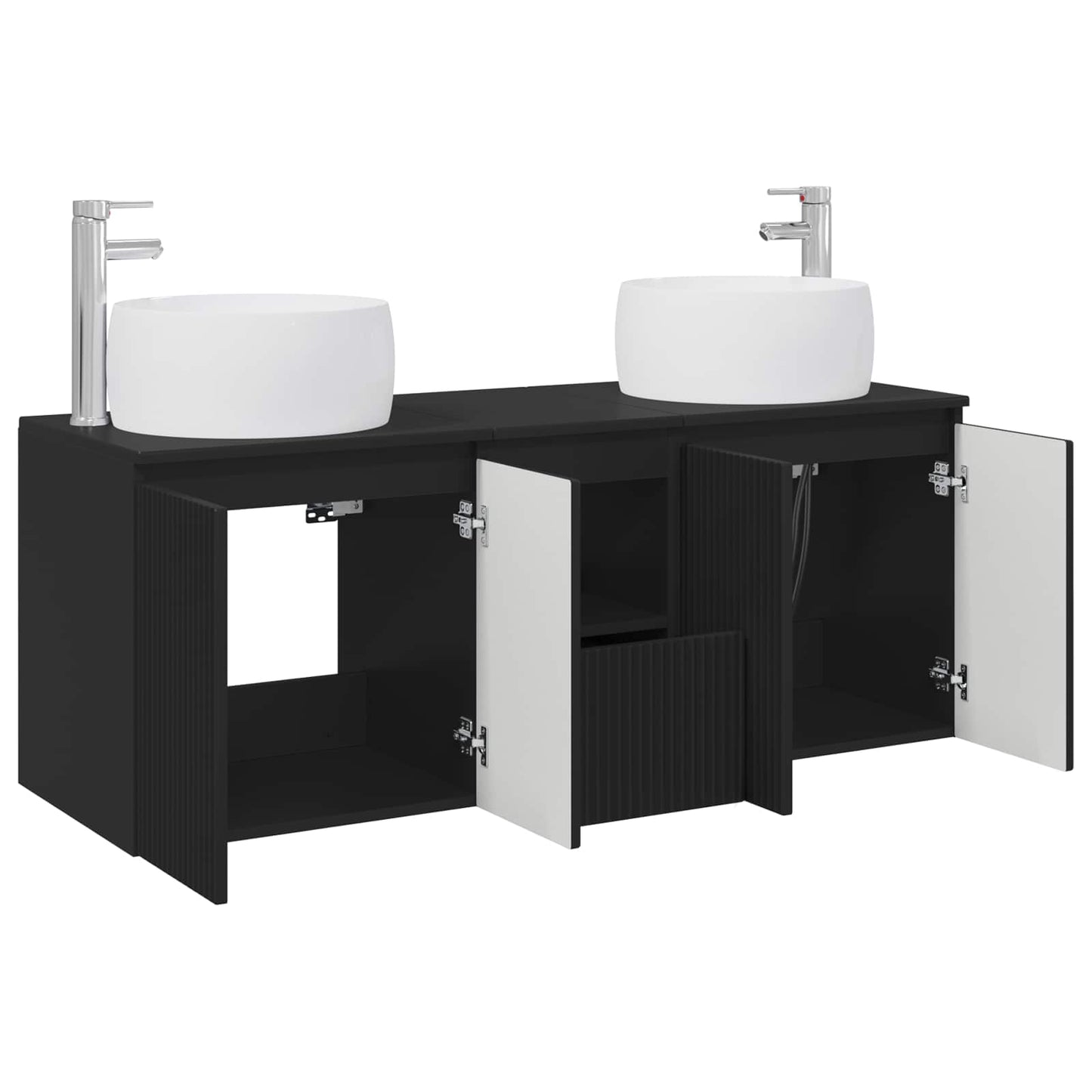 vidaXL Σετ Ντουλαπιών Μπάνιου 3 τμχ. Μαύρο 49,5 x 44,5 x 66 εκ
