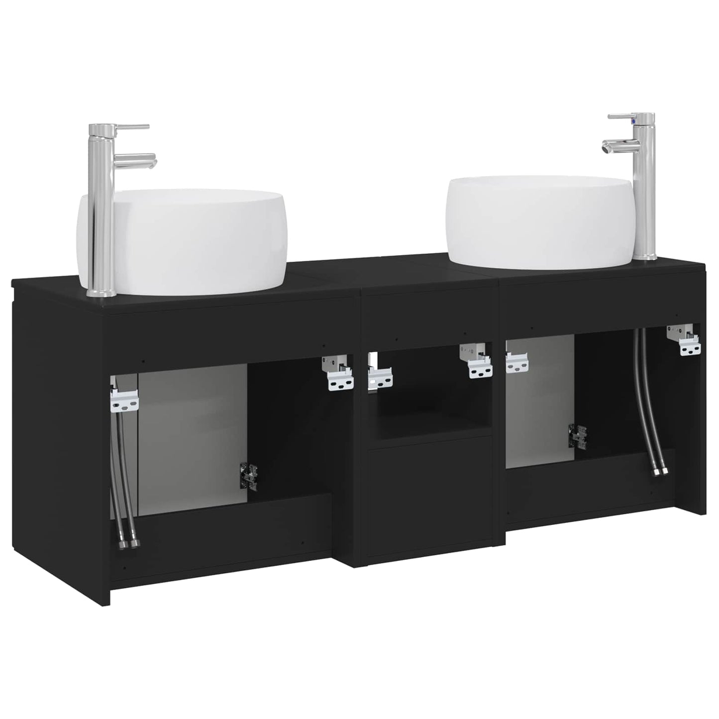 vidaXL Σετ Ντουλαπιών Μπάνιου 3 τμχ. Μαύρο 49,5 x 44,5 x 66 εκ