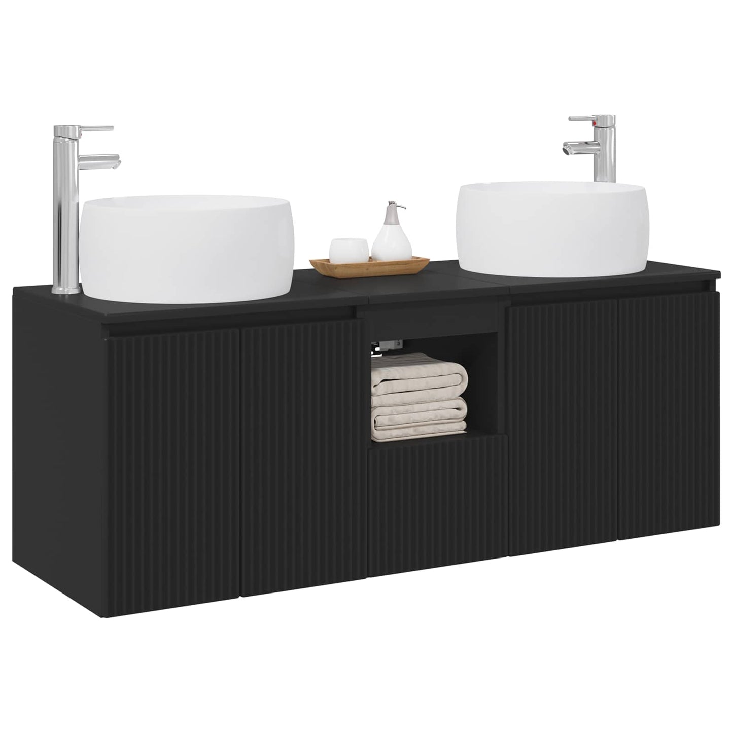 vidaXL Σετ Ντουλαπιών Μπάνιου 3 τμχ. Μαύρο 49,5 x 44,5 x 66 εκ