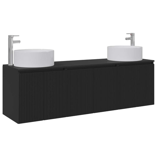 vidaXL Σετ Ντουλαπιών Μπάνιου 3 τμχ. Μαύρο 49,5 x 44,5 x 65,5 εκ