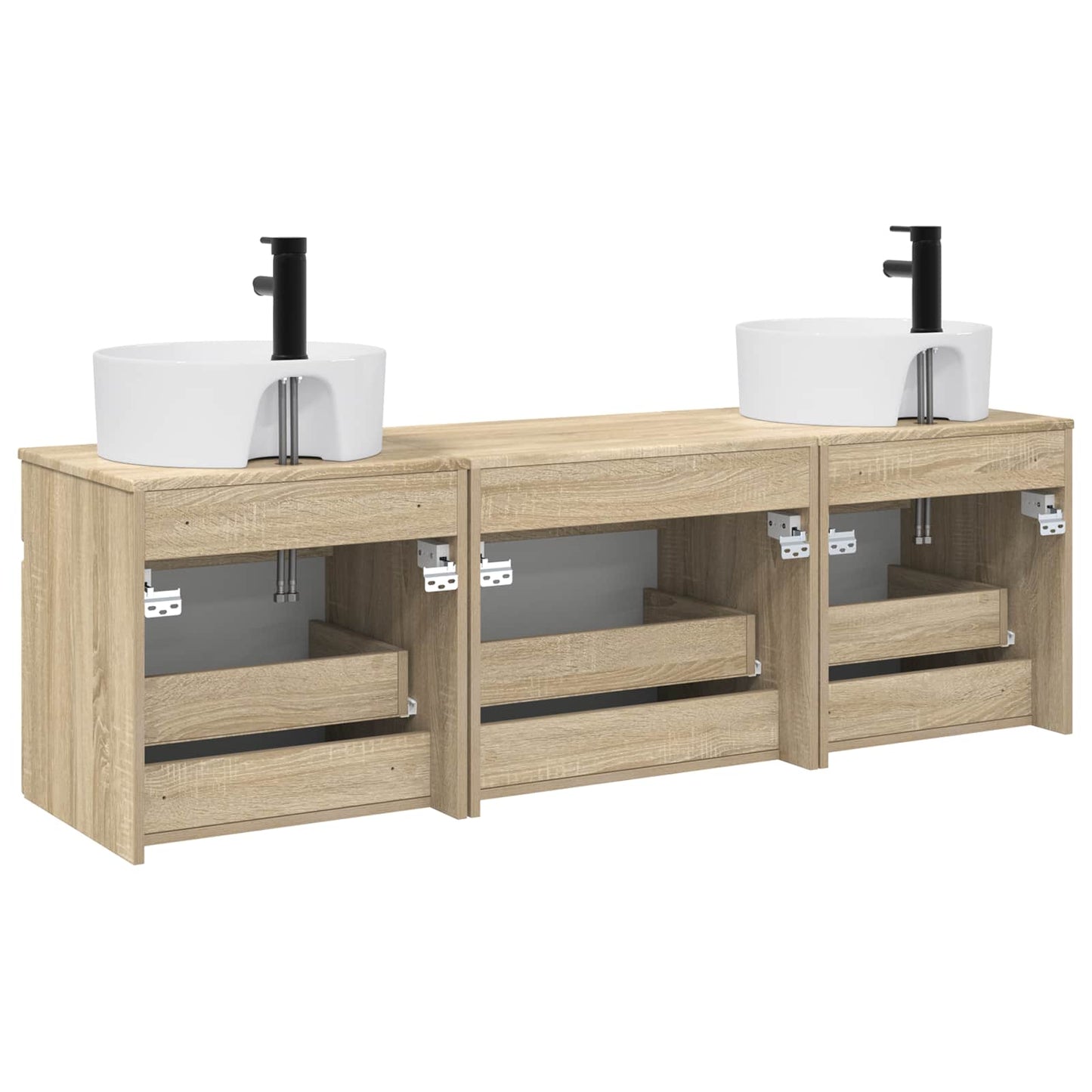 vidaXL Σετ Ντουλαπιών Μπάνιου 3 τμχ. Sonoma Δρυς 49 x 44,5 x 65 εκ
