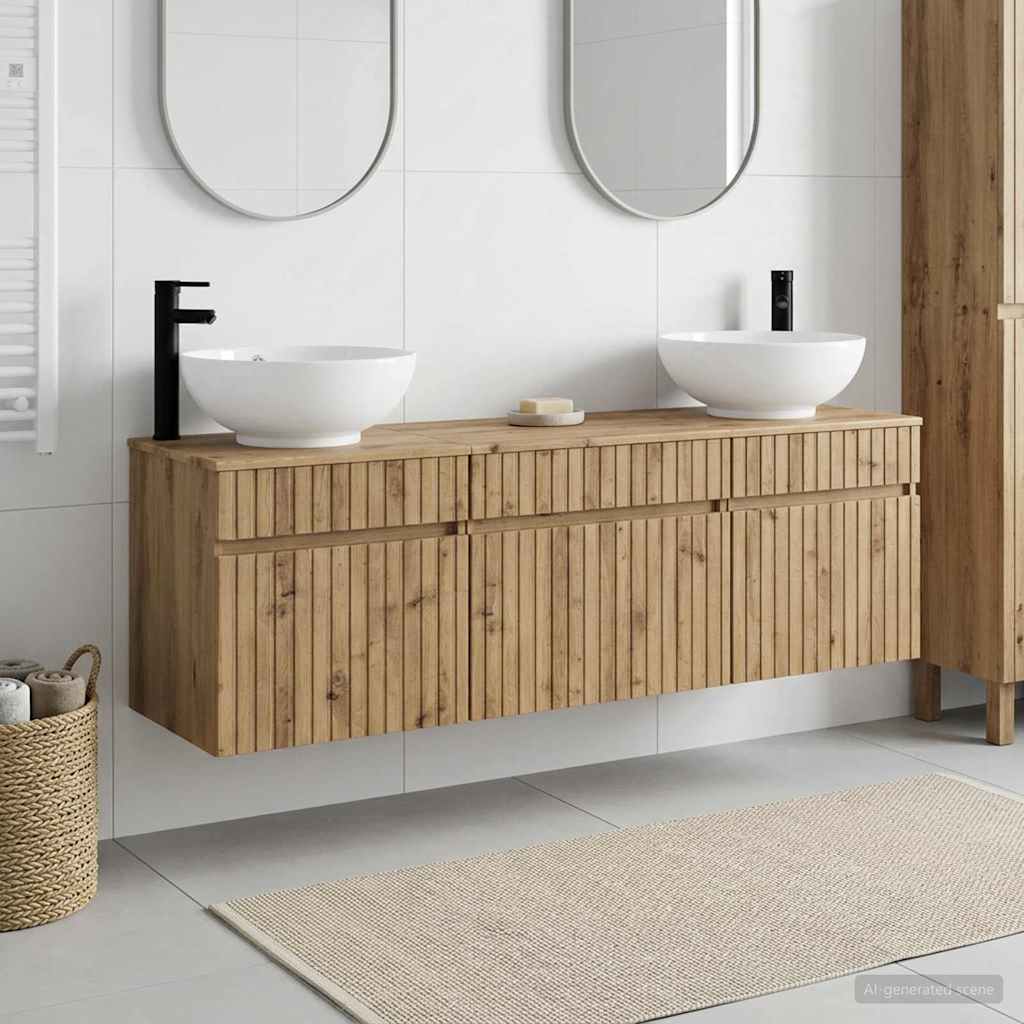 vidaXL Σετ Ντουλαπιών Μπάνιου 3 τμχ. Artisan Δρυς 49 x 44,5 x 66,5 εκ