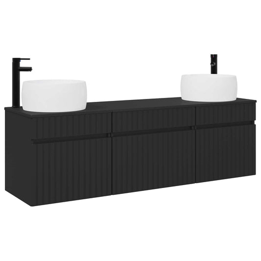 vidaXL Σετ Ντουλαπιών Μπάνιου 3 τμχ. Μαύρο 49 x 44,5 x 66 εκ