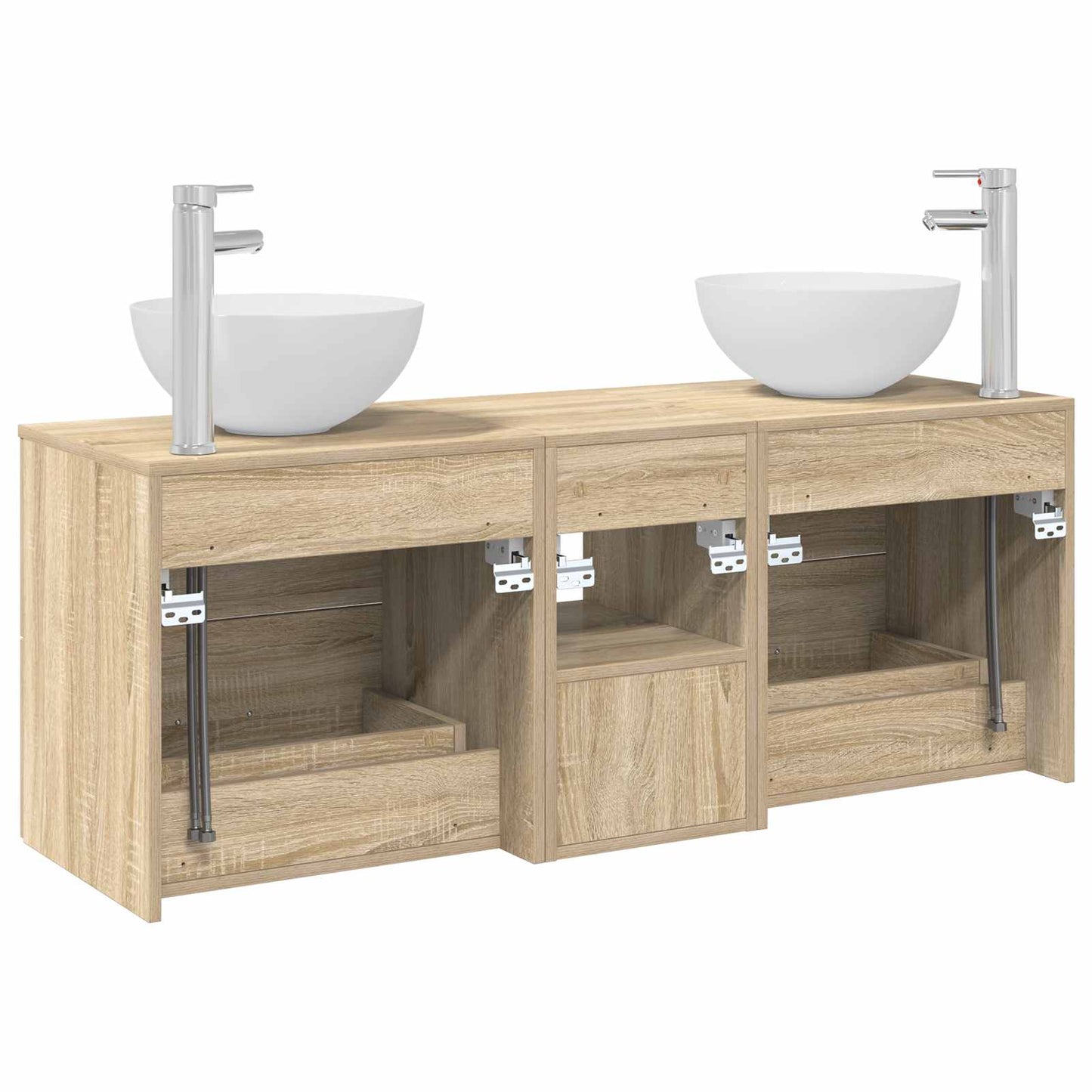 vidaXL Σετ Ντουλαπιών Μπάνιου 3 τμχ. Sonoma Δρυς 129 x 35 x 80 cm