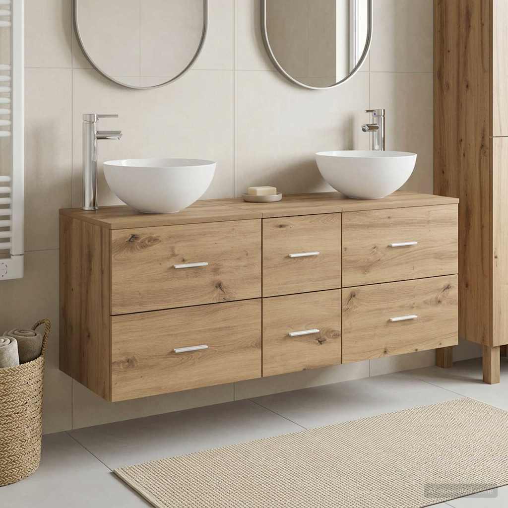 vidaXL Σετ Ντουλαπιών Μπάνιου 3 τμχ. Artisan Δρυς 129 x 35 x 80 εκ.