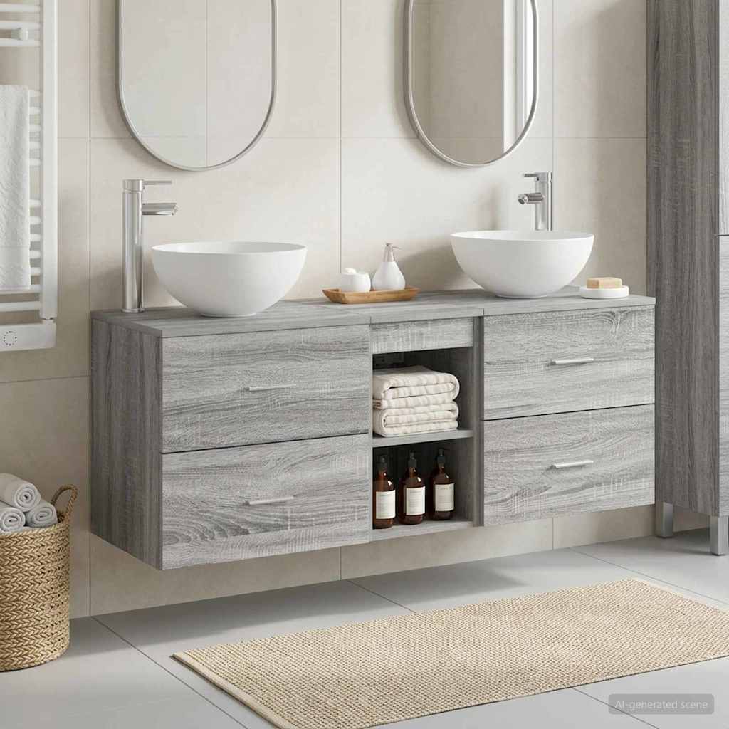 vidaXL Σετ Ντουλαπιών Μπάνιου 3 τμχ. Γκρι Sonoma 49,5 x 41 x 64,5 εκ