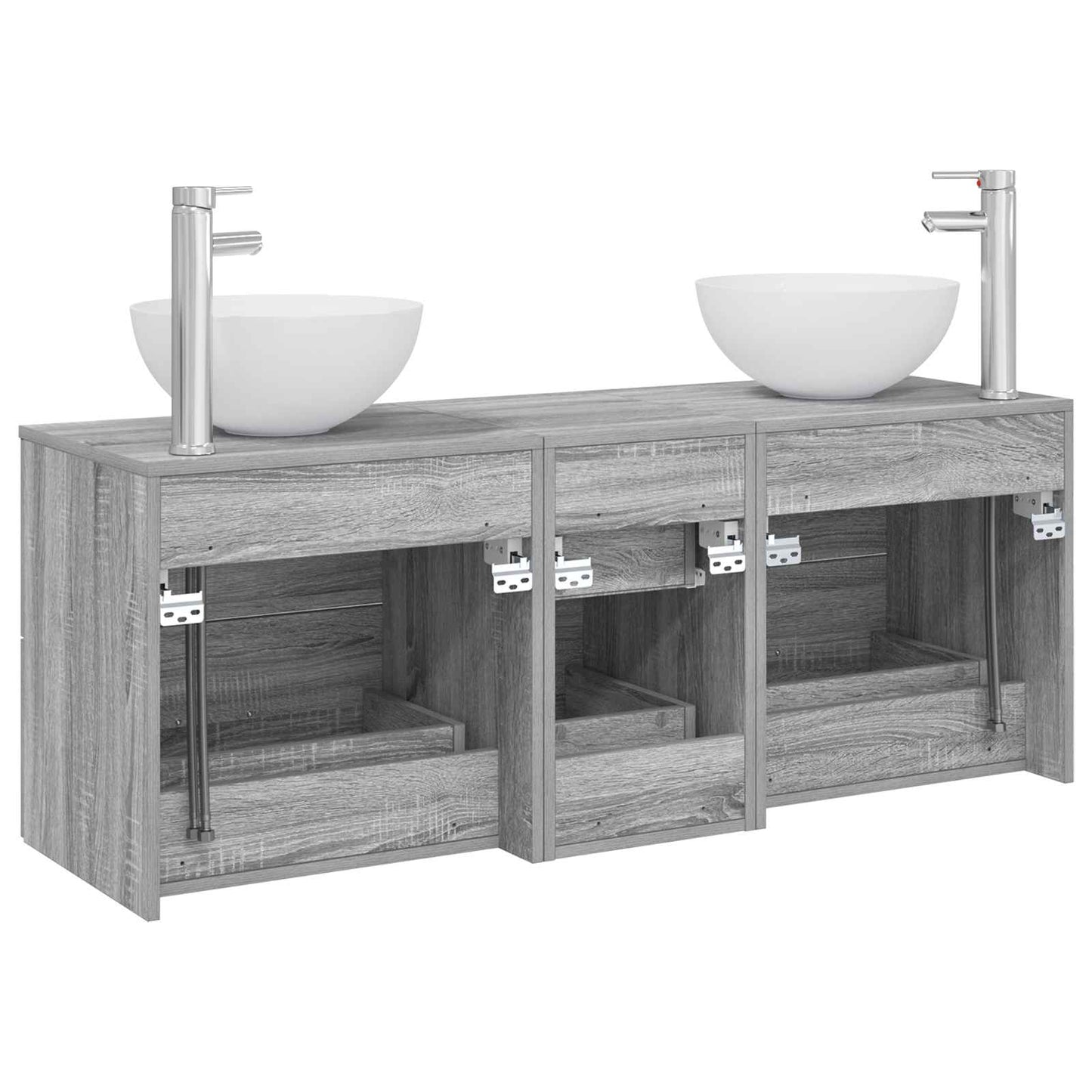 vidaXL Σετ Ντουλαπιών Μπάνιου 3 τμχ. Γκρι Sonoma 49,5 x 41 x 64,5 εκ
