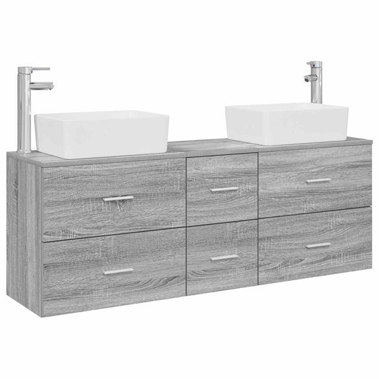 vidaXL Σετ Ντουλαπιών Μπάνιου 3 τεμ. Γκρι Sonoma 53 x 34,5 x 63 εκ.
