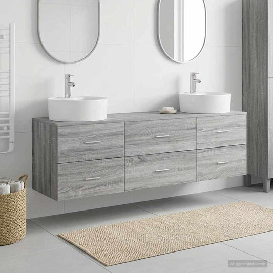 vidaXL Σετ Ντουλαπιών Μπάνιου 3 τμχ. Γκρι Sonoma 62,5 x 44,5 x 50 εκ.