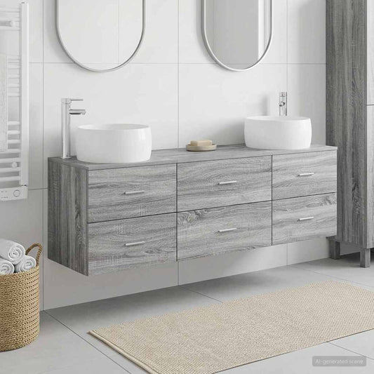 vidaXL Σετ Επίπλων Μπάνιου 3 τμχ. Γκρι Sonoma 49,5 x 44,5 x 66 εκ