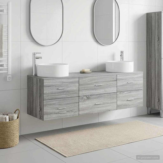 vidaXL Σετ Επίπλων Μπάνιου 3 τμχ. Γκρι Sonoma 49,5 x 44,5 x 65,5 εκ