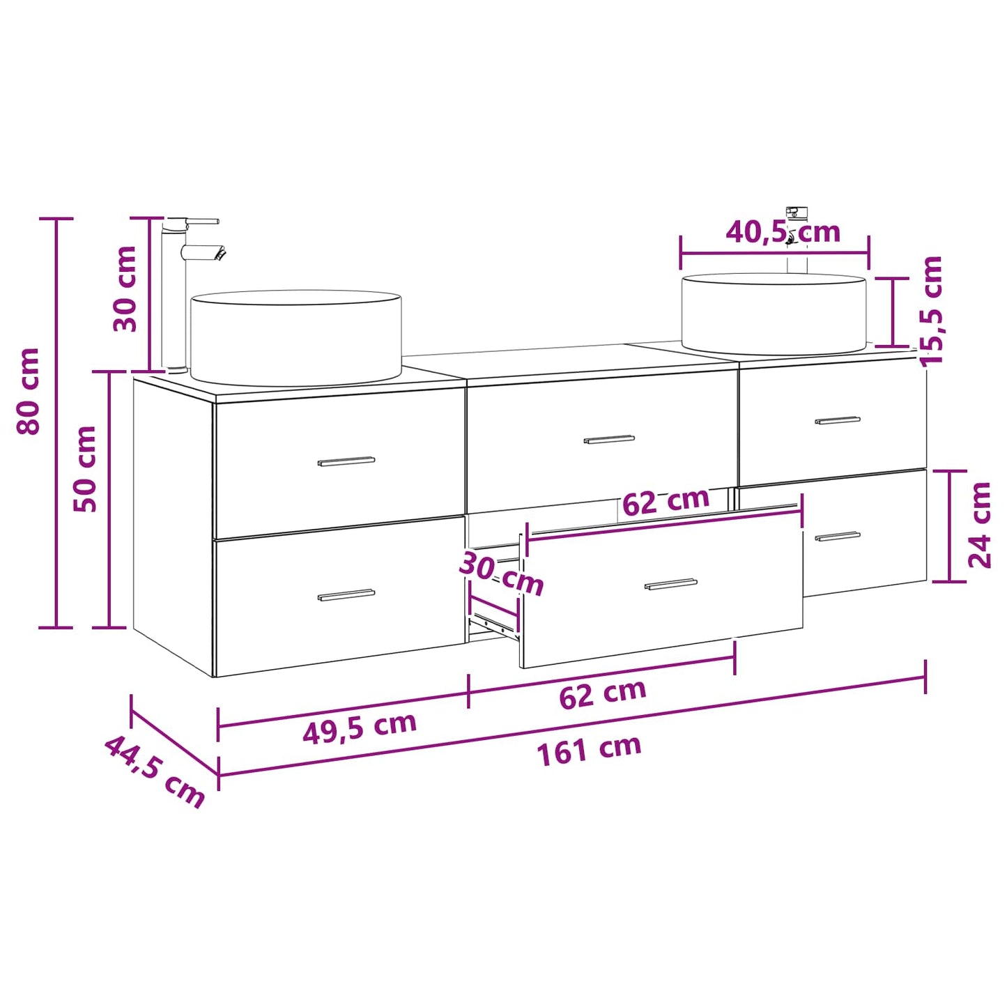 vidaXL Σετ Επίπλων Μπάνιου 3 τμχ. Γκρι Sonoma 49,5 x 44,5 x 65,5 εκ