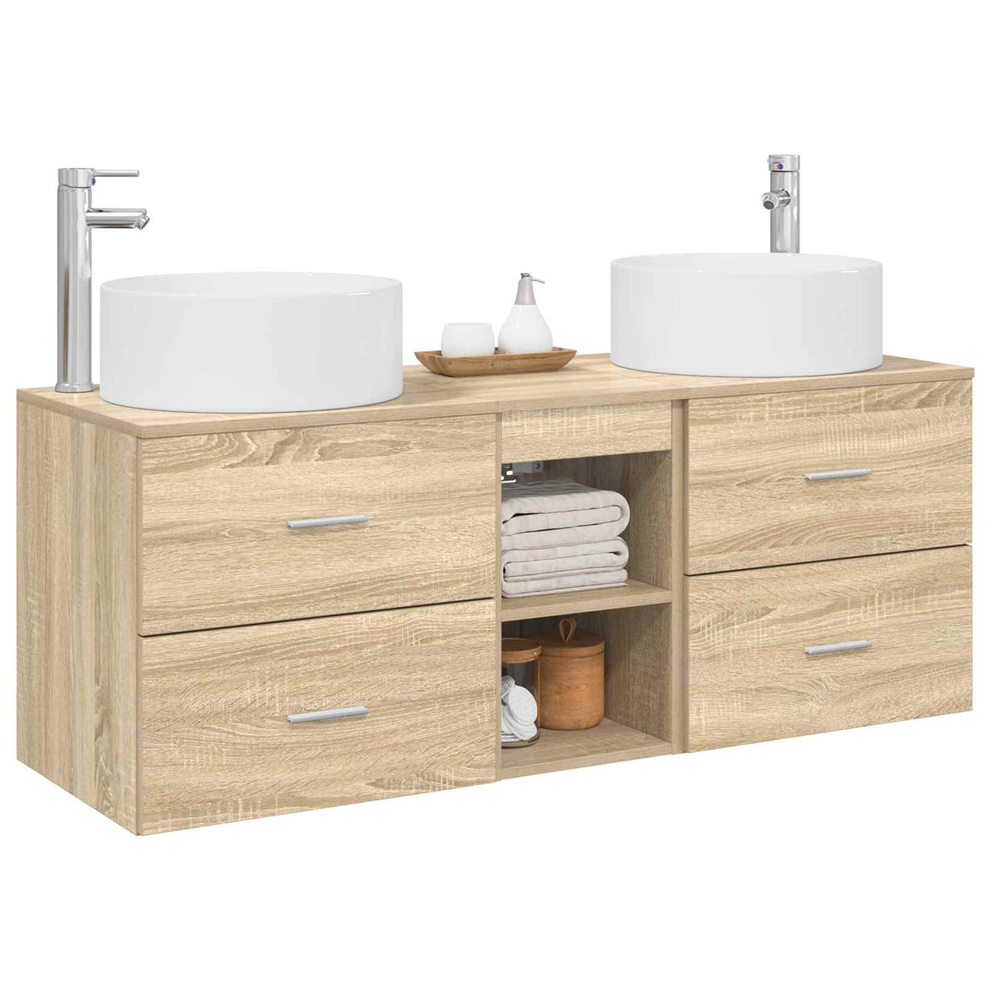 vidaXL Σετ Επίπλων Μπάνιου 3 τμχ. Sonoma Δρυς 129 x 44,5 x 80 εκ.