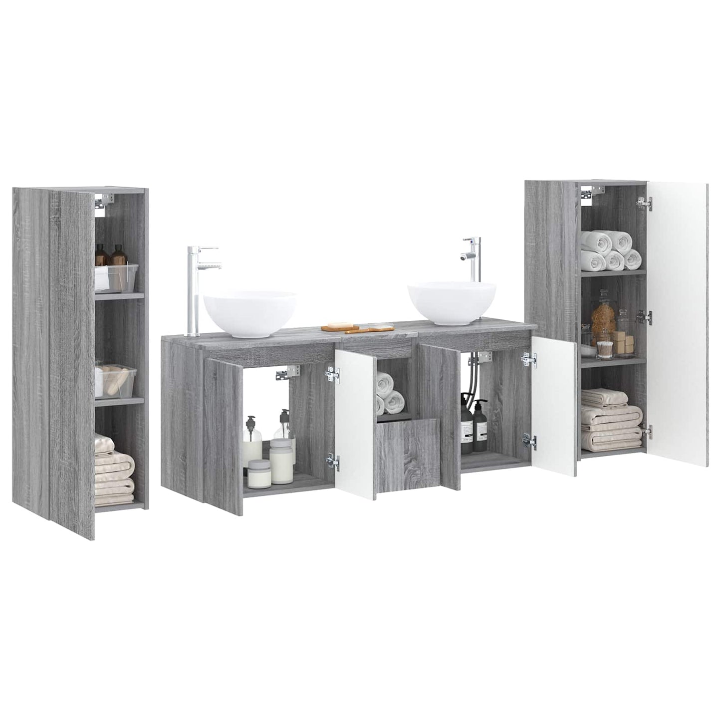 vidaXL Σετ Επίπλων Μπάνιου 5 τμχ. Γκρι Sonoma 33 x 34,5 x 100 εκ