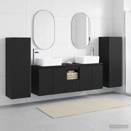 vidaXL Σετ Επίπλων Μπάνιου 5 τμχ. Μαύρο 33 x 34,5 x 100 εκ