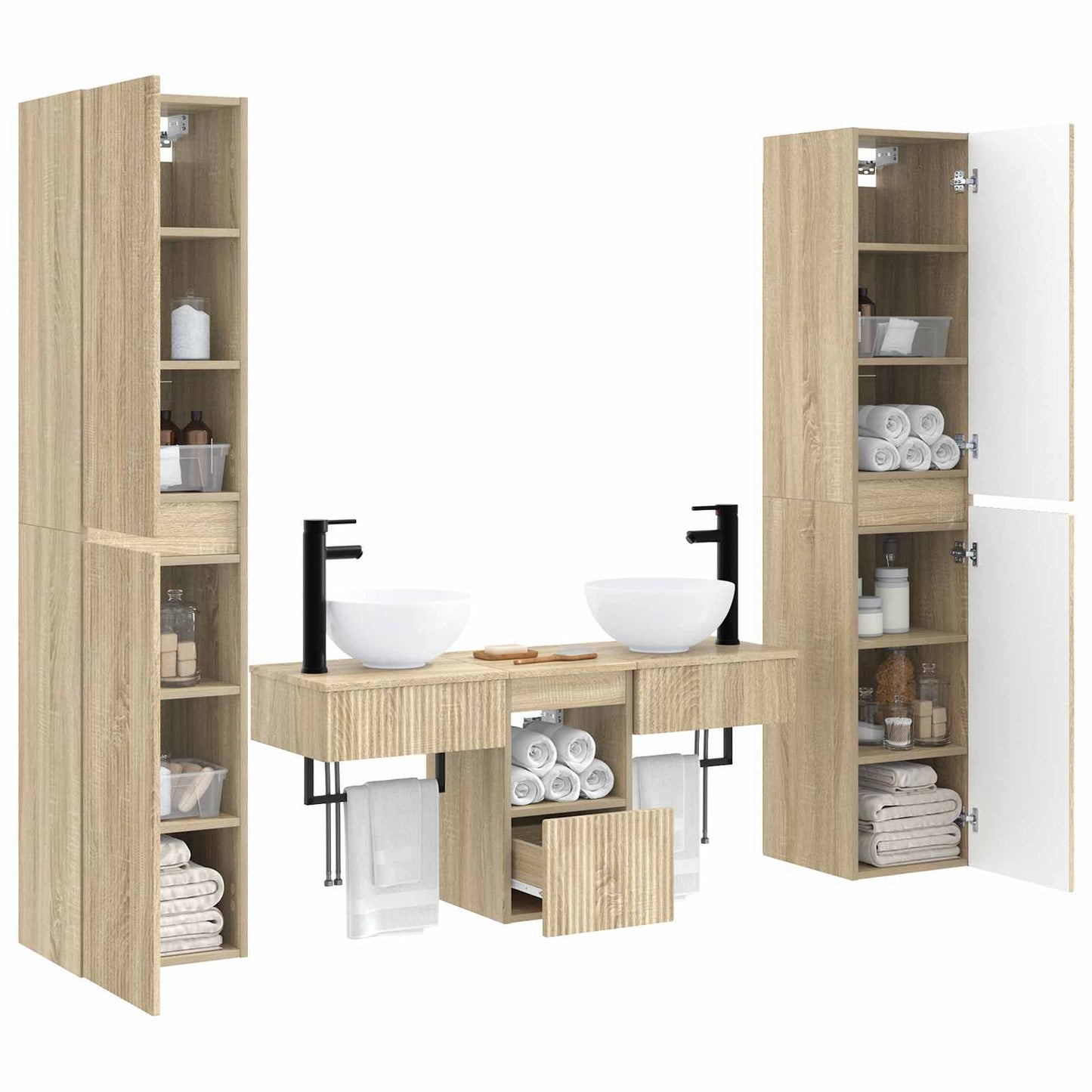 vidaXL Σετ Επίπλων Μπάνιου 5 τμχ. Sonoma Δρυς 33 x 34,5 x 160 εκ