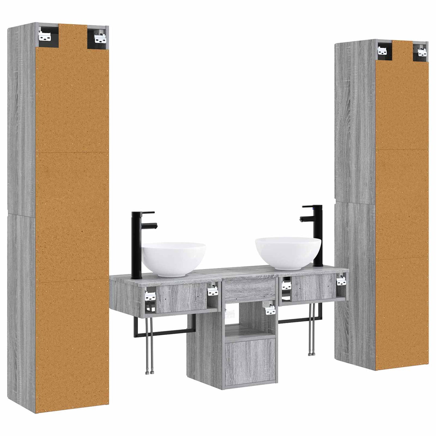 vidaXL Σετ Επίπλων Μπάνιου 5 τμχ. Γκρι Sonoma 33 x 34,5 x 160 εκ