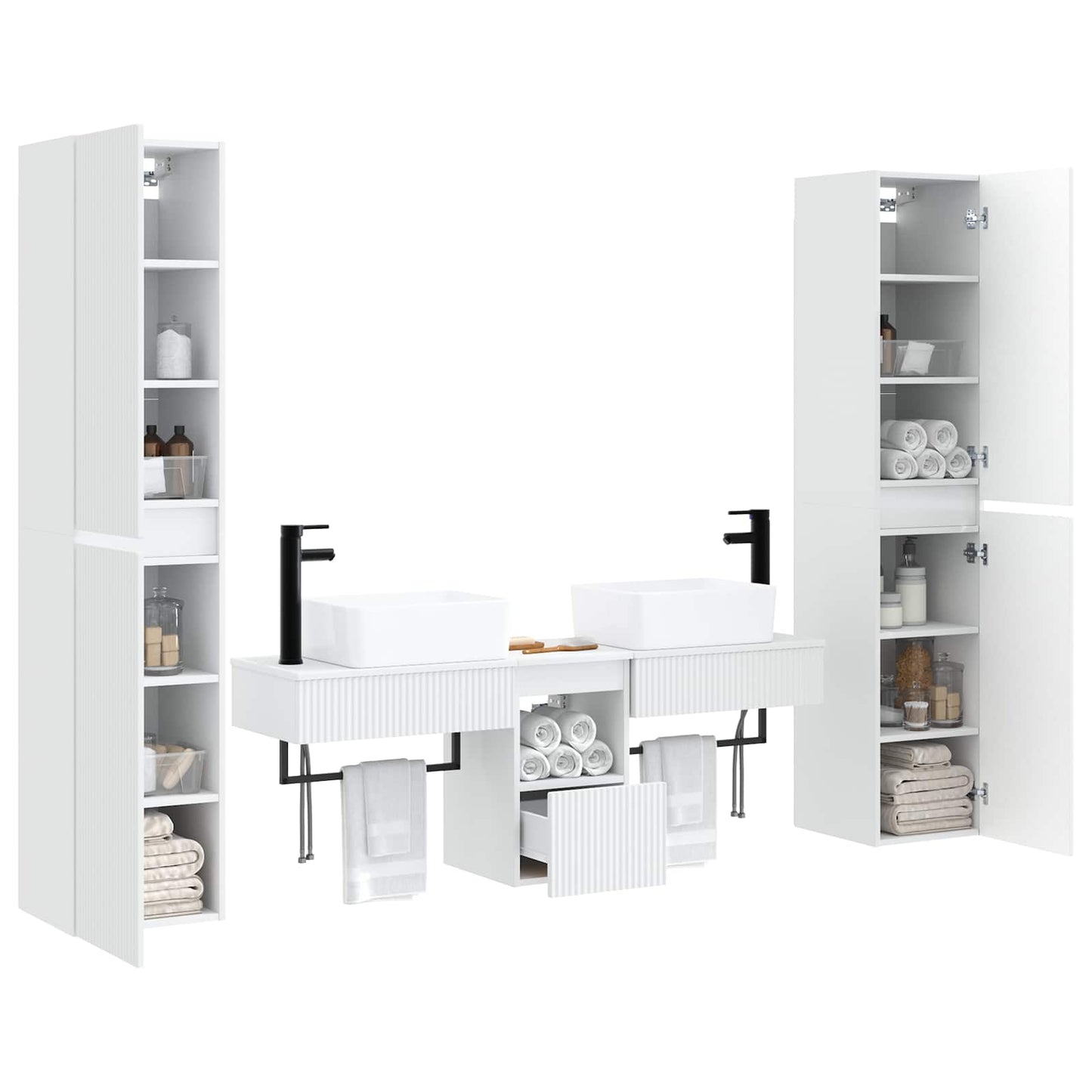 vidaXL Σετ Επίπλων Μπάνιου 5 τμχ. Λευκό 33 x 34,5 x 160 εκ