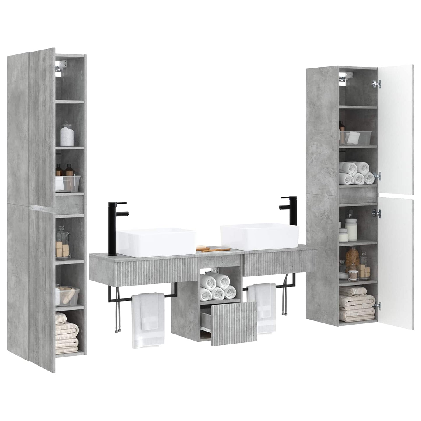 vidaXL Σετ Επίπλων Μπάνιου 5 τμχ. Γκρι Σκυροδέματος 33 x 34,5 x 160 εκ