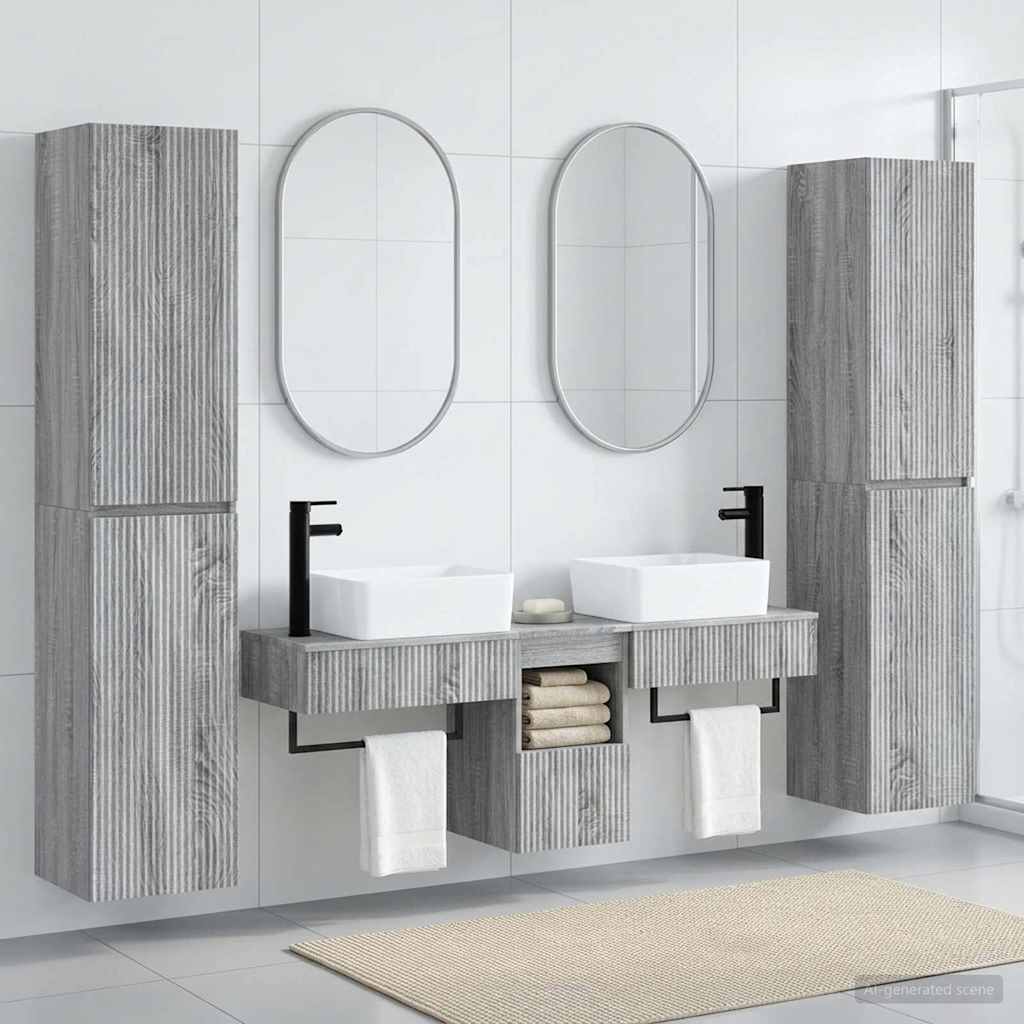 vidaXL Σετ Επίπλων Μπάνιου 5 τμχ. Γκρι Sonoma 33 x 34,5 x 160 εκ