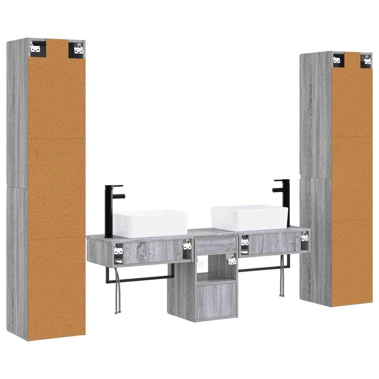 vidaXL Σετ Επίπλων Μπάνιου 5 τμχ. Γκρι Sonoma 33 x 34,5 x 160 εκ