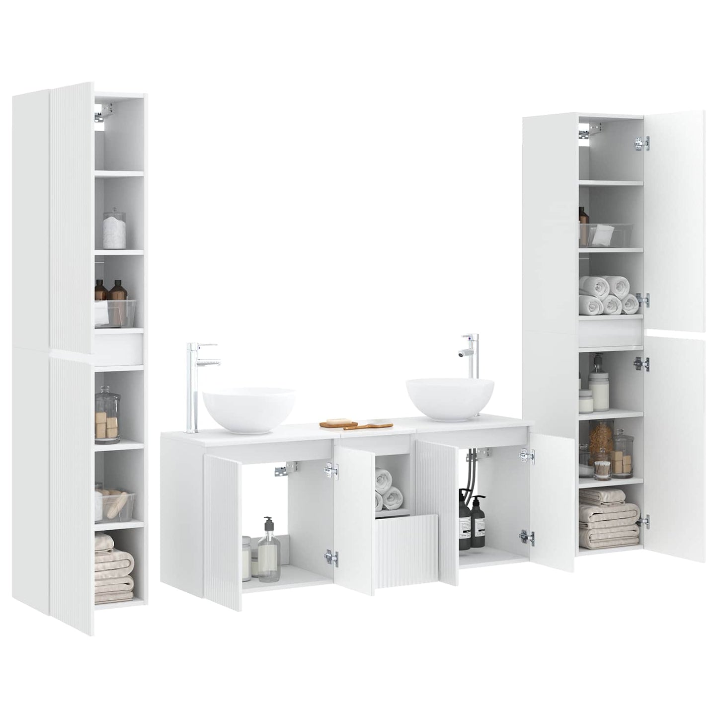 vidaXL Σετ Επίπλων Μπάνιου 5 τμχ. Λευκό 195 x 35 x 100 cm