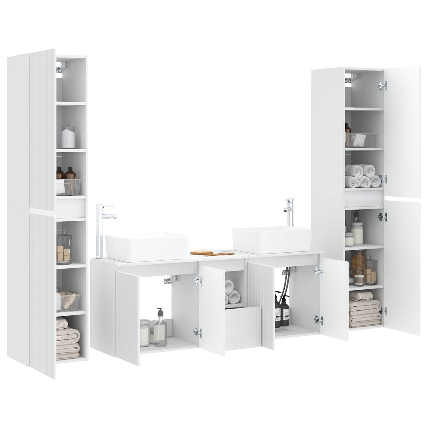 vidaXL Σετ Επίπλων Μπάνιου 5 τμχ. Λευκό 33 x 34,5 x 160 εκ
