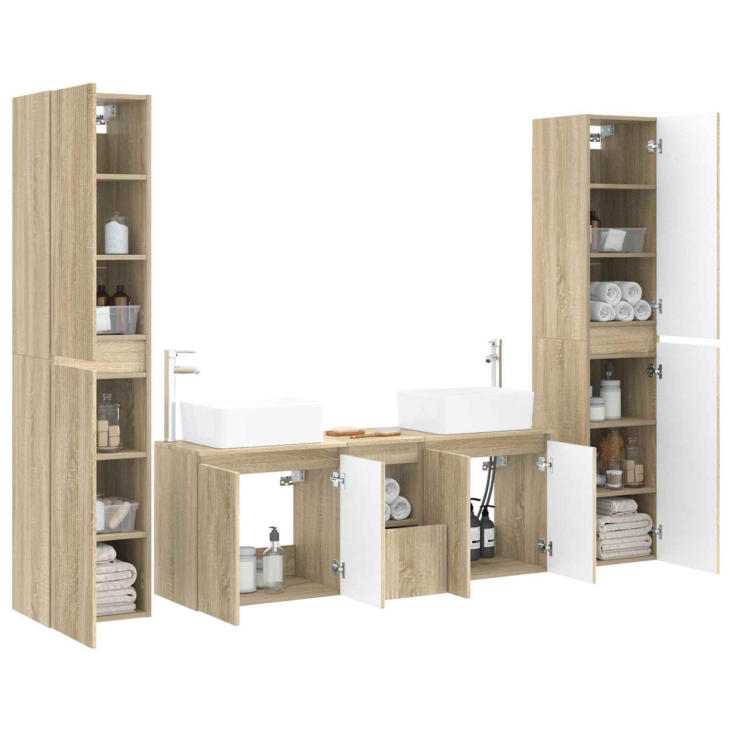 vidaXL Σετ Επίπλων Μπάνιου 5 τμχ. Sonoma Δρυς 33 x 34,5 x 160 εκ
