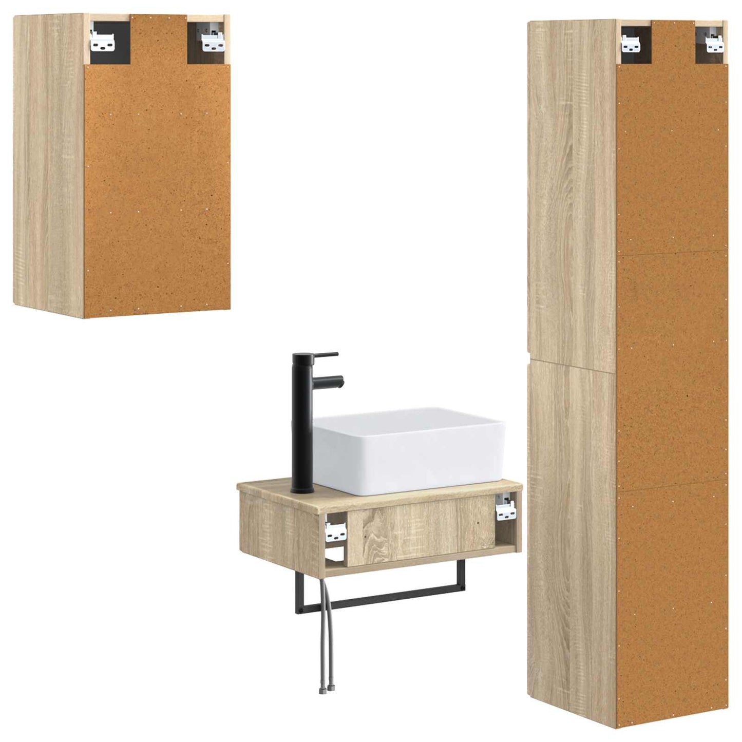 vidaXL Σετ Επίπλων Μπάνιου 3 τμχ. Sonoma Δρυς 33 x 34,5 x 160 εκ