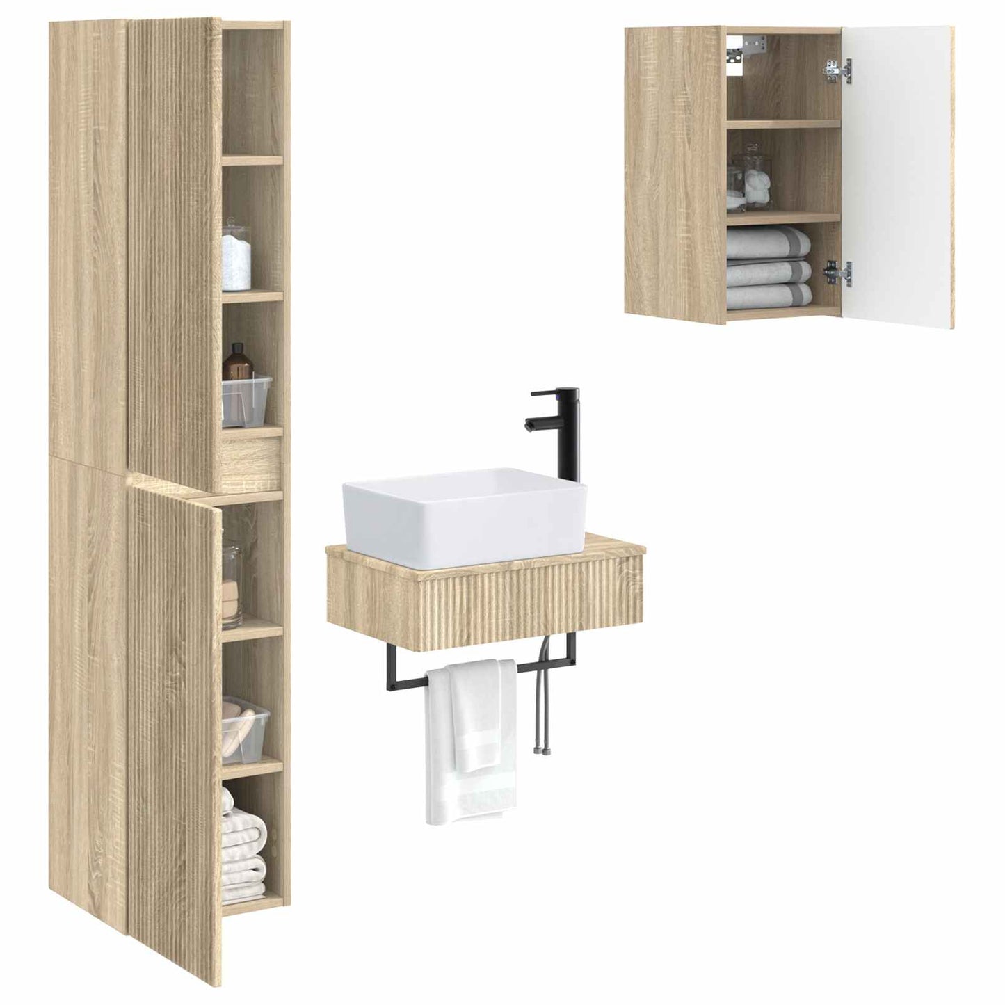 vidaXL Σετ Επίπλων Μπάνιου 3 τμχ. Sonoma Δρυς 33 x 34,5 x 160 εκ