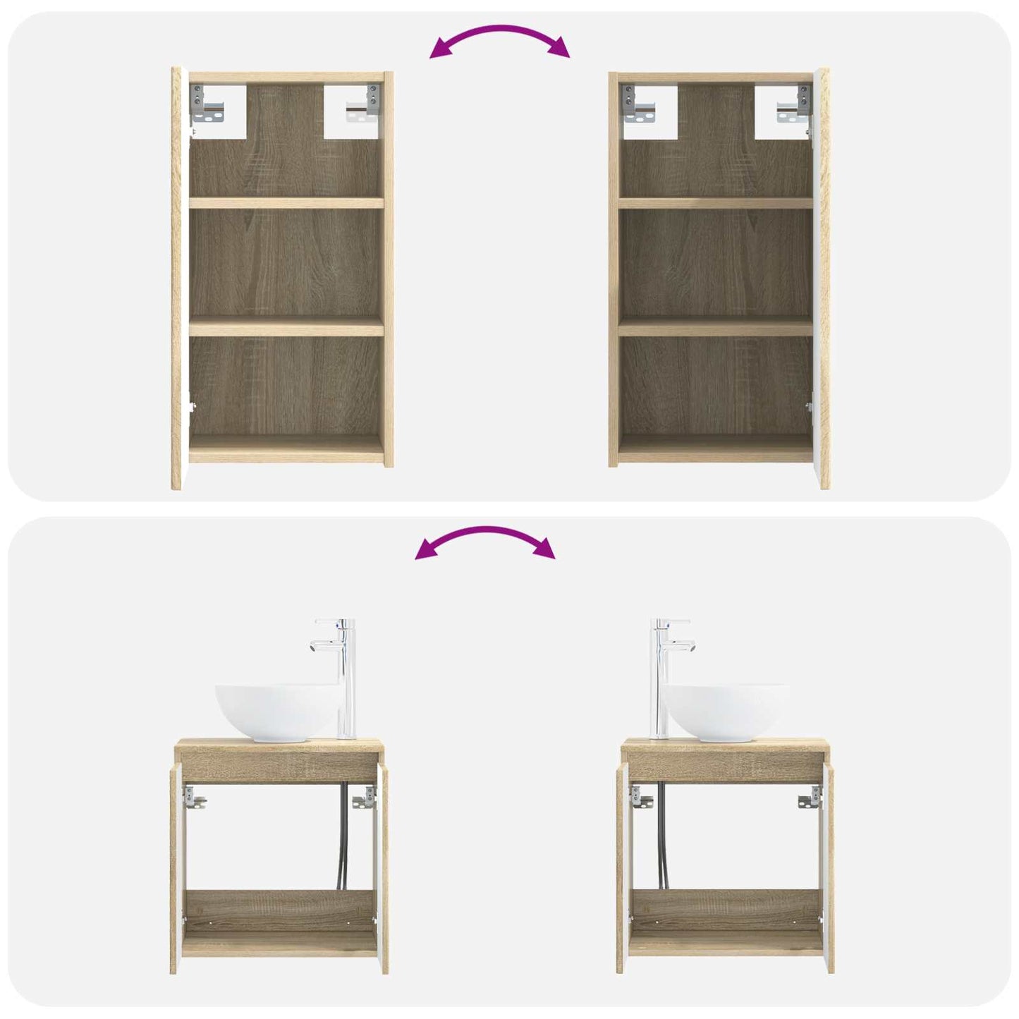 vidaXL Σετ Επίπλων Μπάνιου 3 τμχ. Sonoma Δρυς 33 x 34,5 x 160 εκ