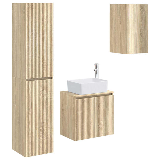 vidaXL Σετ Επίπλων Μπάνιου 3 τμχ. Sonoma Δρυς 33 x 34,5 x 160 εκ