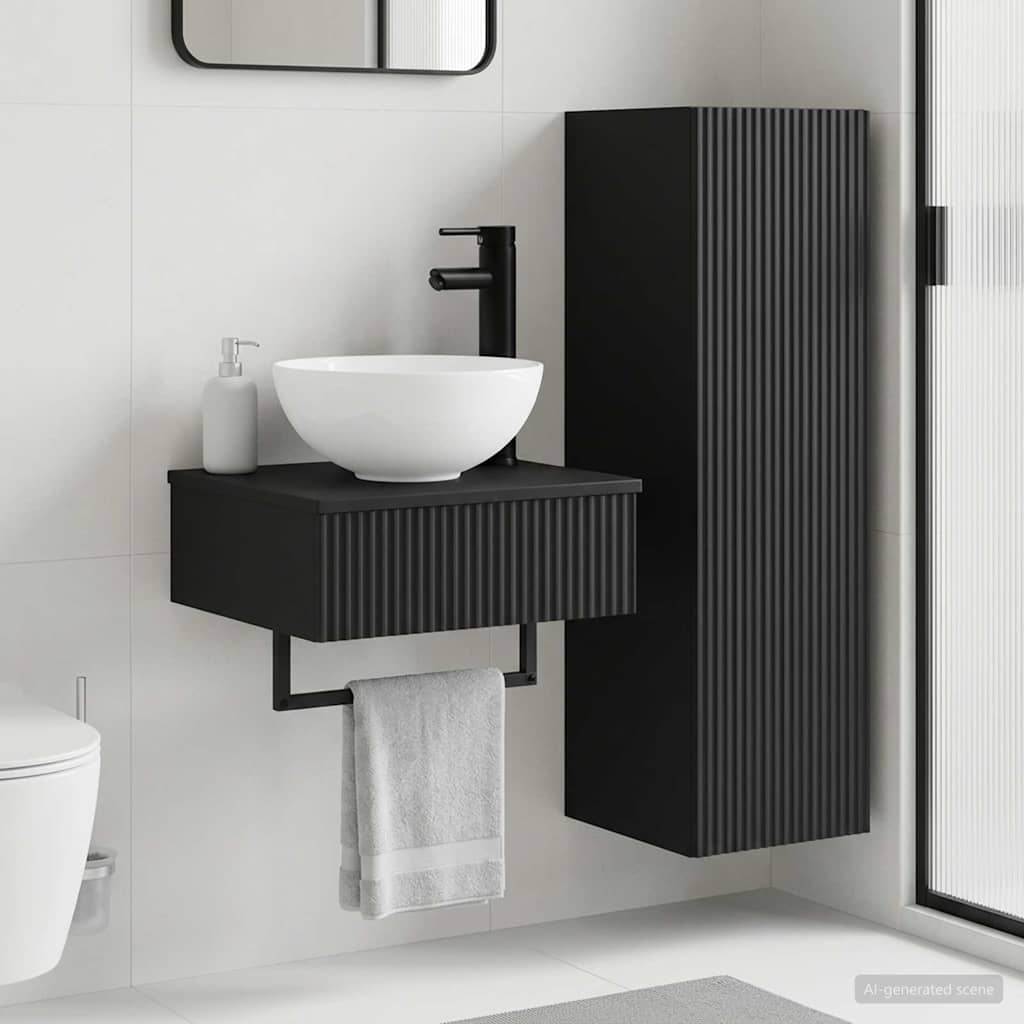vidaXL Σετ Επίπλων Μπάνιου 2 τμχ. Μαύρο 33 x 34,5 x 100 εκ