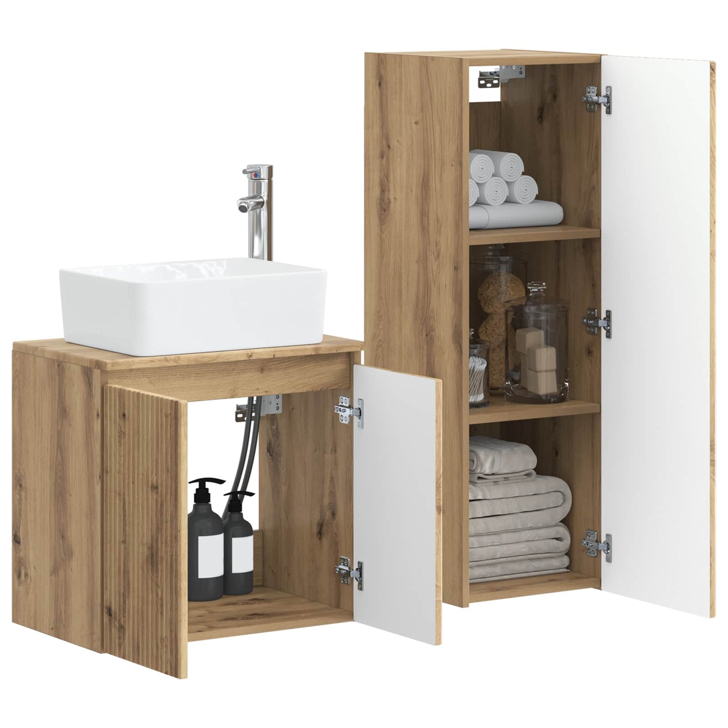 vidaXL Σετ Επίπλων Μπάνιου 2 τμχ. Artisan Δρυς 33 x 34,5 x 100 εκ