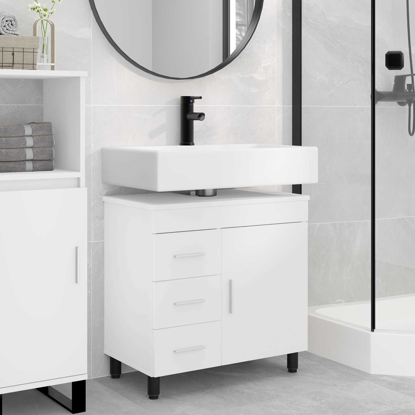 vidaXL Έπιπλο μπάνιου Λευκό 60 x 35 x 60 εκ. Επεξεργασμένο Ξύλο