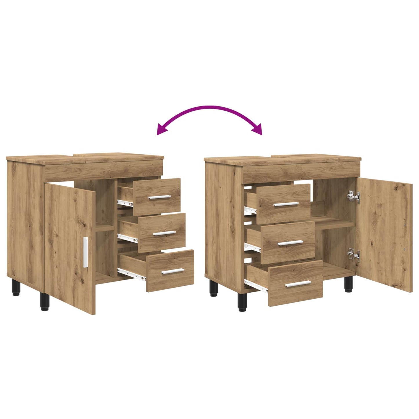 vidaXL Έπιπλο μπάνιου Artisan Δρυς 60 x 35 x 60 εκ. Επεξεργασμένο Ξύλο