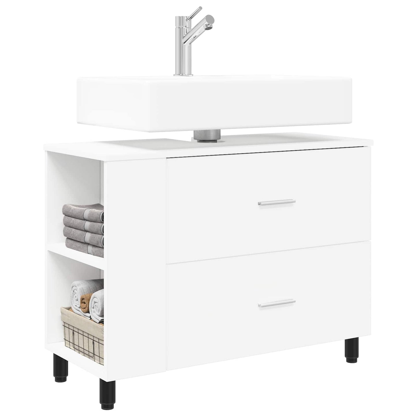 vidaXL Έπιπλο μπάνιου Λευκό 80 x 35 x 60 cm Επεξεργασμένο Ξύλο